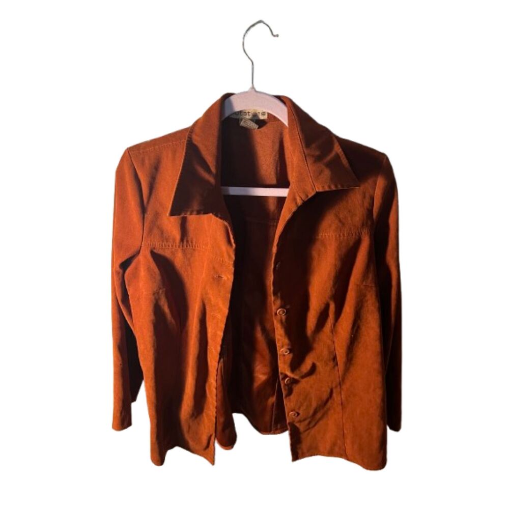 Notations Vintage Faux Suede Button-Up Rust Brown Jacket / Shirt Jacket